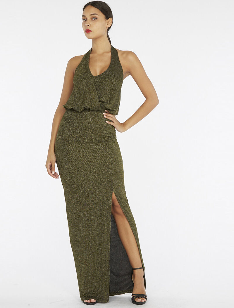 Robe longue pailletée - or - 6
