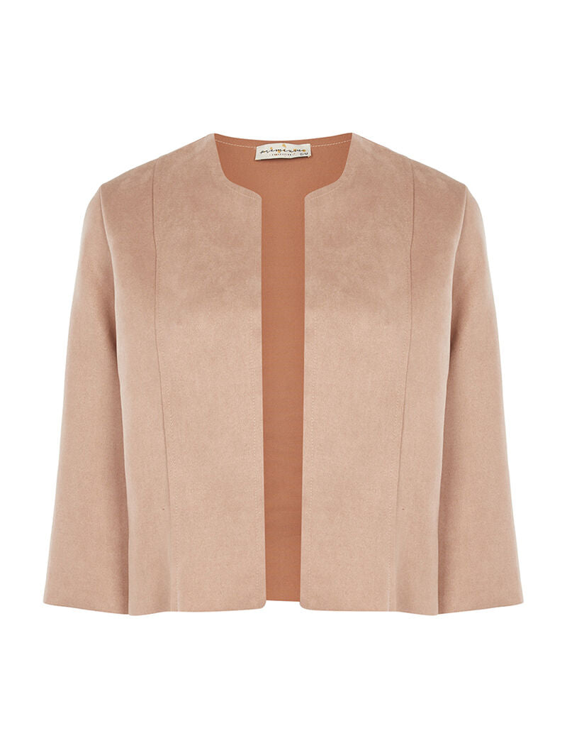 Veste légère effet daim ouvert - beige - 1