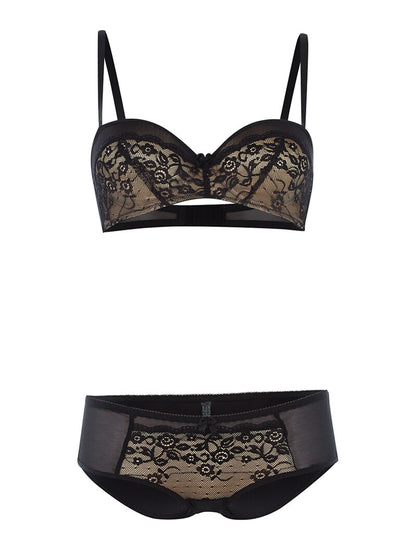 Ensemble SG corbeille dentelle et culotte - noir - 1