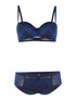 Ensemble SG corbeille dentelle et culotte - marine - 1
