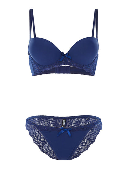 Ensemble SG et culotte à bord dentelle - bleu - 3