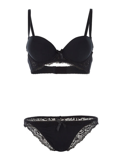 Ensemble SG et culotte à bord dentelle - noir - 3