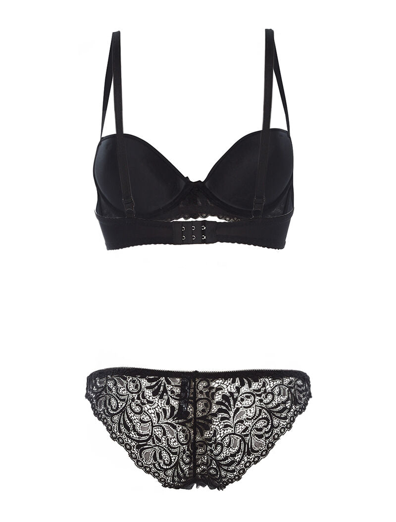 Ensemble SG et culotte à bord dentelle - noir - 2