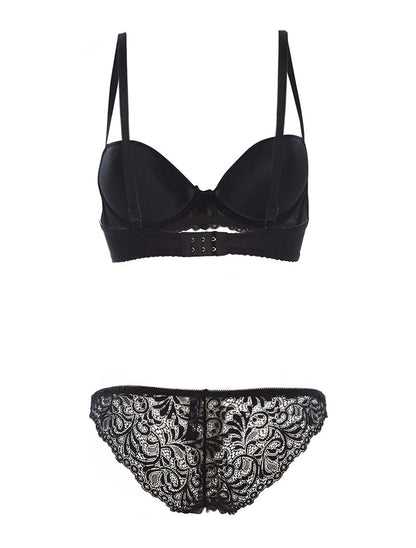 Ensemble SG et culotte à bord dentelle - noir - 2