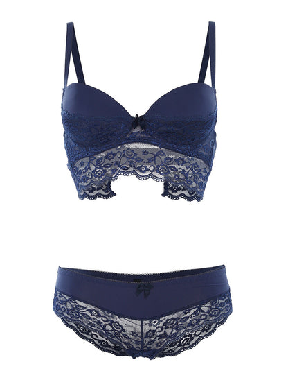 Ensemble SG et culotte dentelle - marine - 1