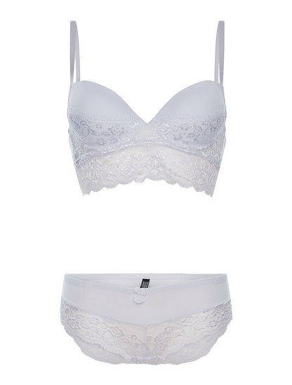 Ensemble SG et culotte dentelle - blanc - 1