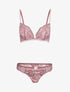 Ensemble à dentelle et résille fleurie - Violet - 1