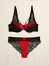 Ensemble à bords dentelle et lace out - Rouge/noir - 4