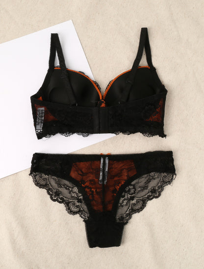 Ensemble en dentelle ajourée - Orange - 2