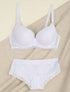 Ensemble grande taille en dentelle fleurie - Blanc - 1