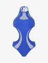 Maillot une pièce à empiècements en résille - Bleu électrique - 1