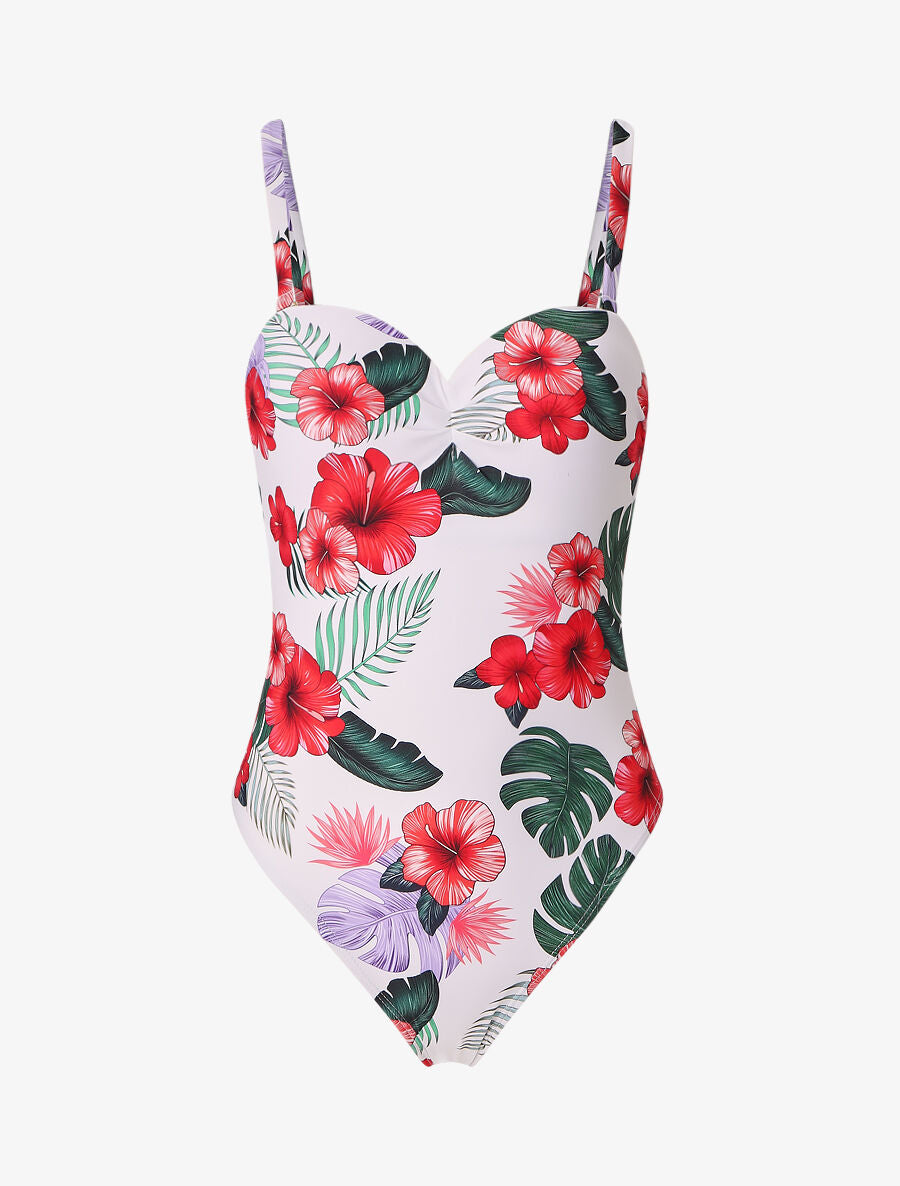 Maillot de bain à imprimé floral - Blanc - 1