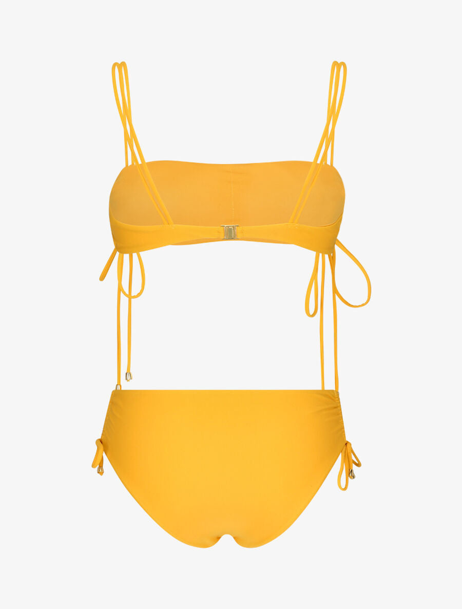 Bikini à brassière à jeu de liens - Jaune moutarde - 2