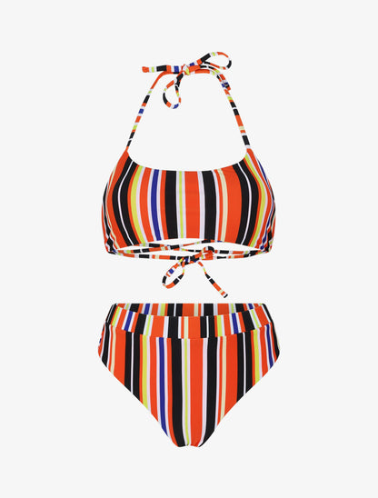 Bikini à brassière à liens a nouer au cou - Orange - 5