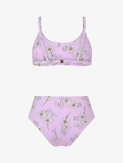 Bikini à imprimé pâquerettes et chouchou - Lilas - 2