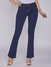 Jean bootcut à surpiqûres apparentes - Bleu - 1