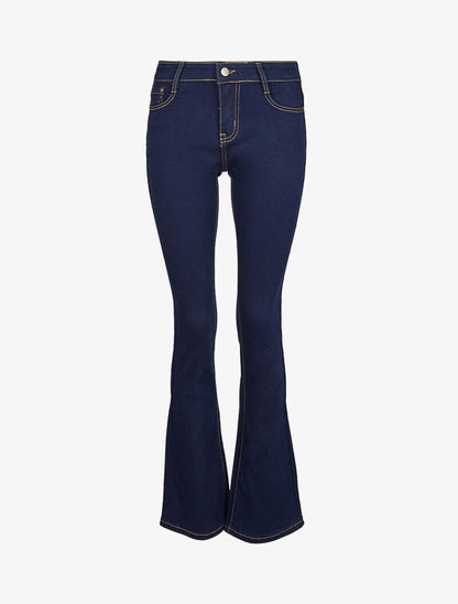 Jean bootcut à surpiqûres apparentes - Bleu - 3