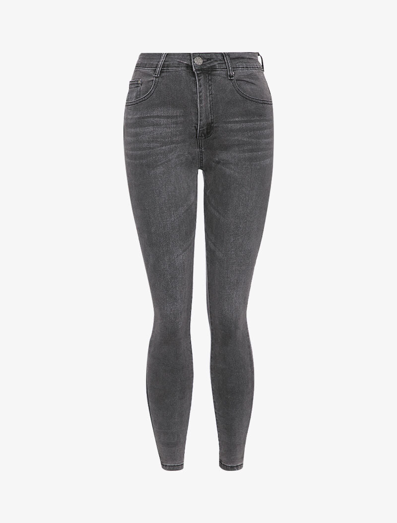 Jean basique taille haute coupe skinny - Gris foncé - 3