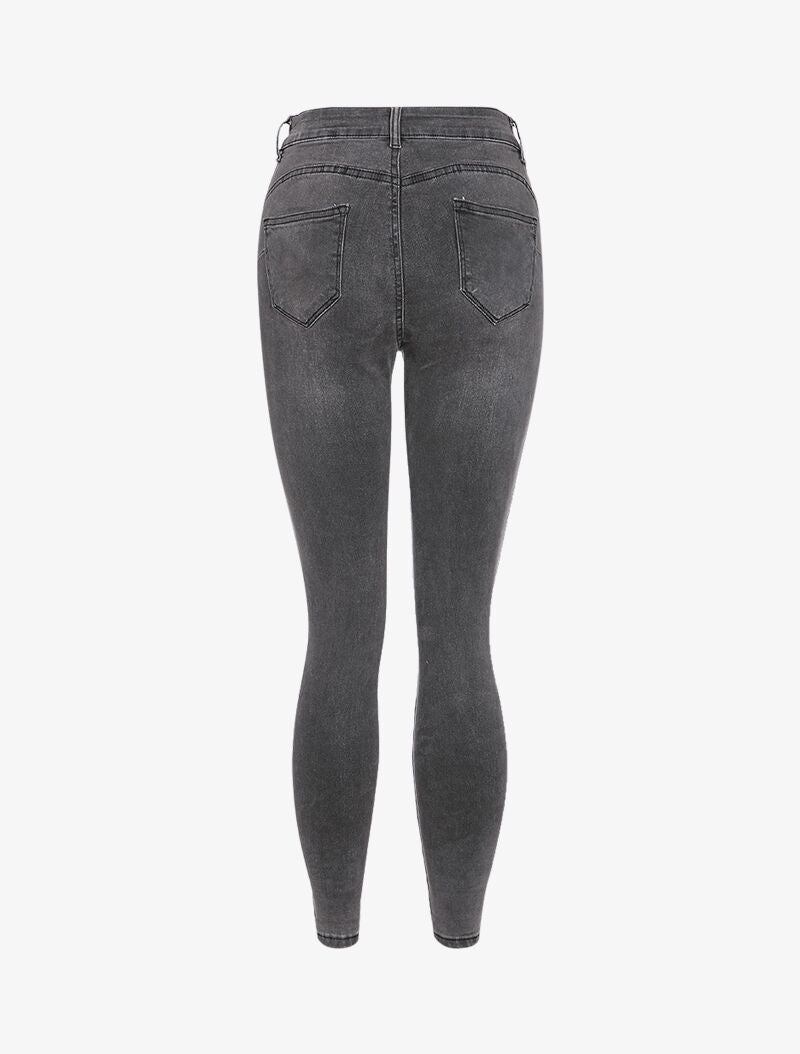 Jean basique taille haute coupe skinny - Gris foncé - 2