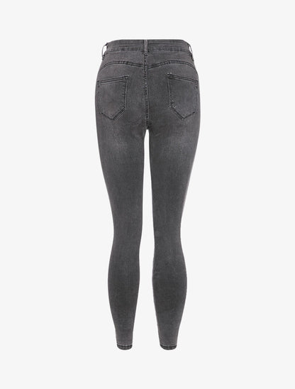 Jean basique taille haute coupe skinny - Gris foncé - 2