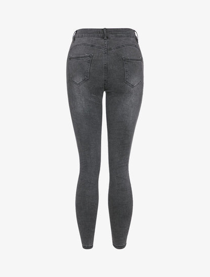 Jean skinny effet froissé - Gris foncé - 2