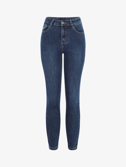 Jean skinny taille haute - Bleu - 1