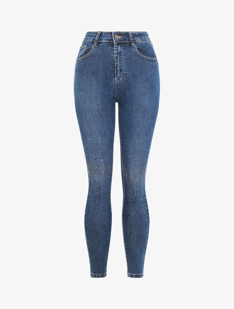 Jean push up à strass coupe skinny - Bleu - 4