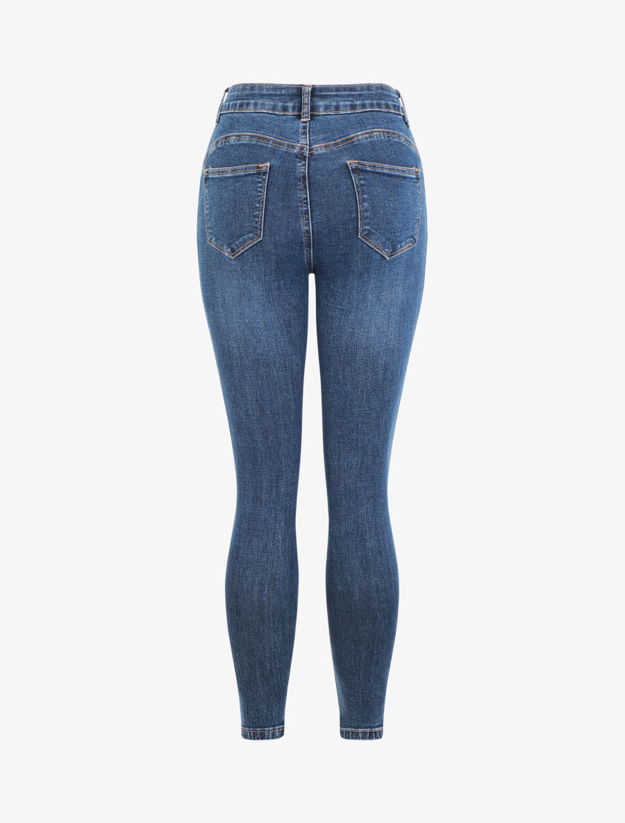 Jean push up à strass coupe skinny - Bleu - 2