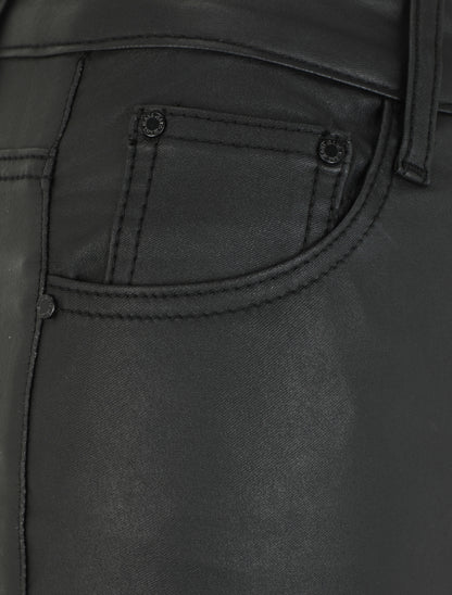 Pantalon en simili coupe flare - Noir - 3