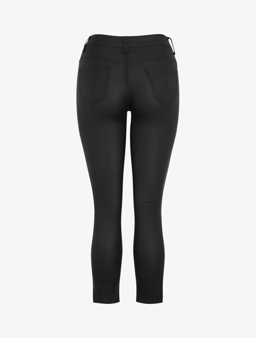 Jean skinny ciré taille haute - Noir - 2