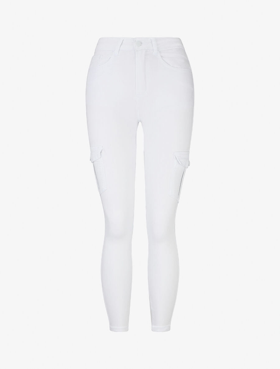 Jean style cargo coupe skinny - Blanc - 5