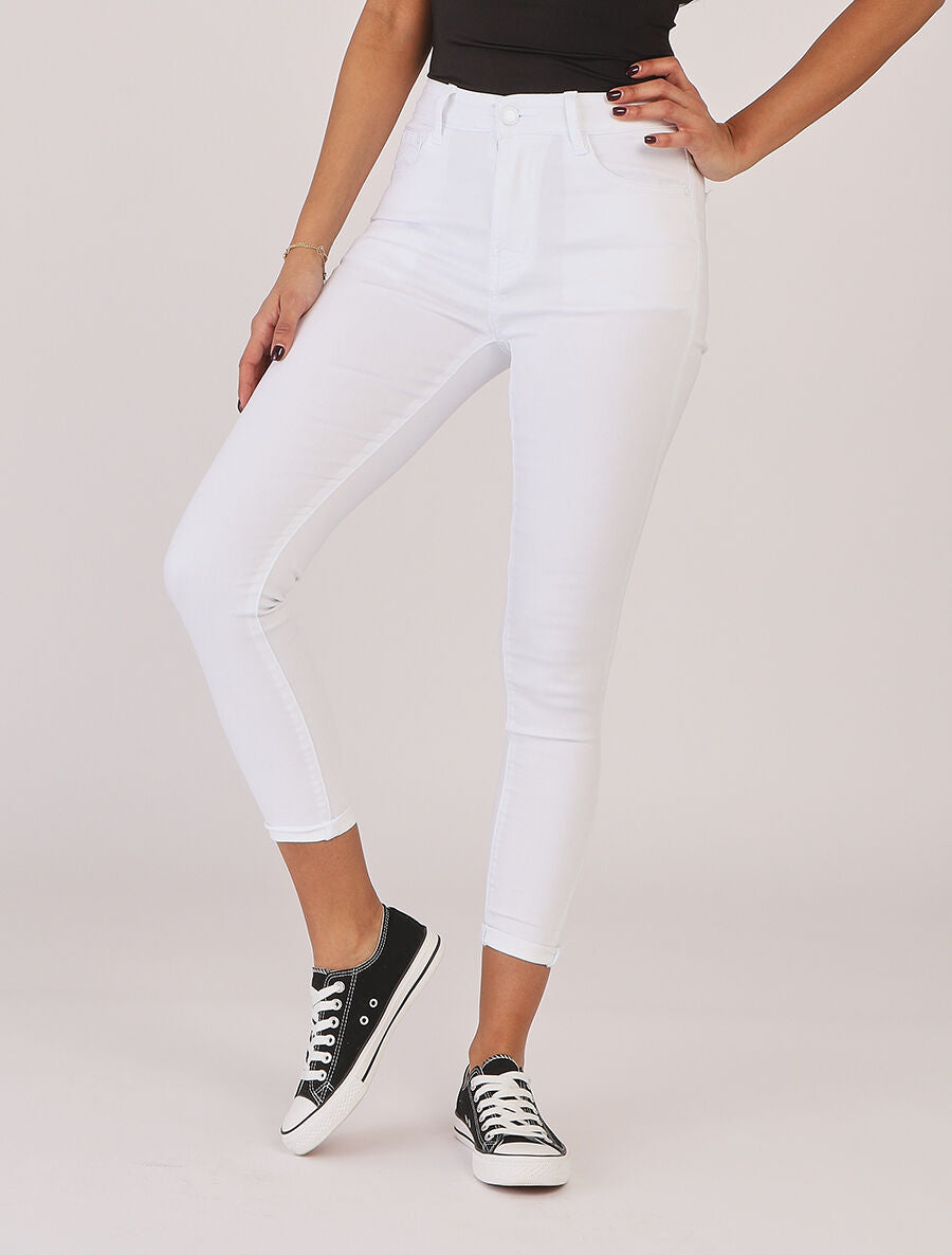 Jean à revers coupe slim - Blanc - 4