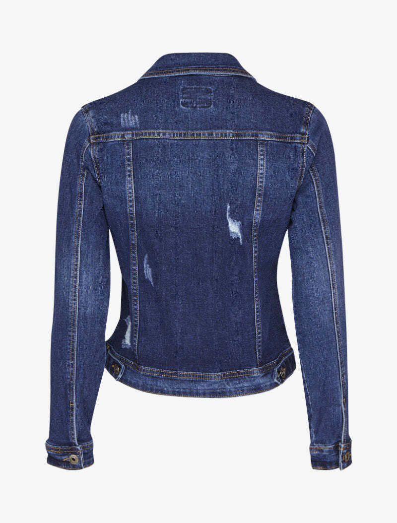 Veste en jean griffé - Bleu denim - 2