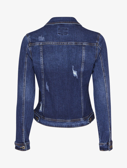 Veste en jean griffé - Bleu denim - 2