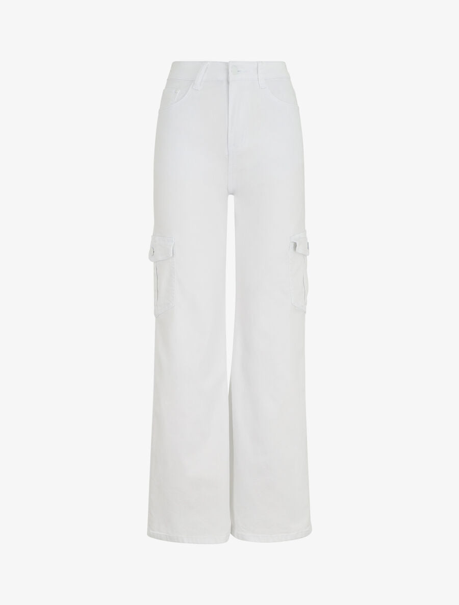 Jean cargo droite taille haute - Blanc - 1