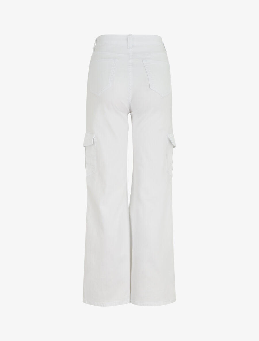 Jean cargo droite taille haute - Blanc - 2