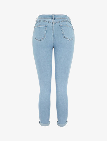 Jean push up à revers coupe slim - Bleu - 2