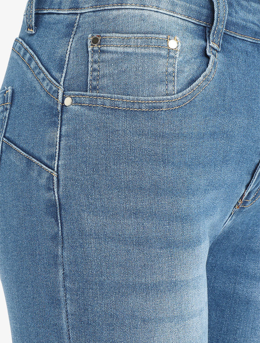 Jean grande taille push up coupe droite - Bleu - 3