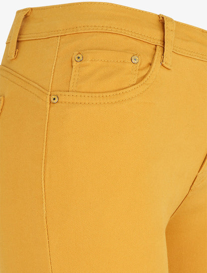 Jean skinny uni push up taille standard - Moutarde - 3