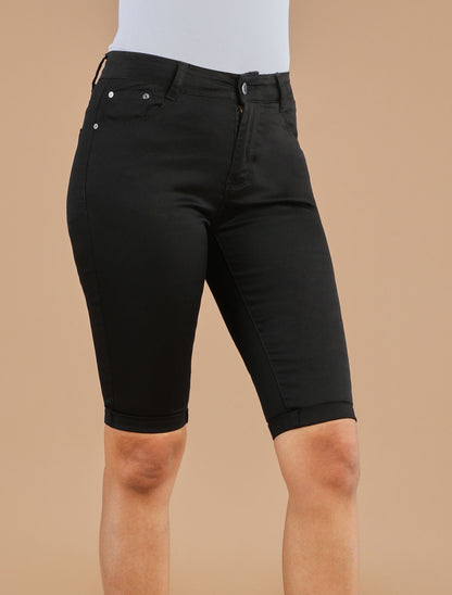 Bermuda uni coupe droite - Noir - 4