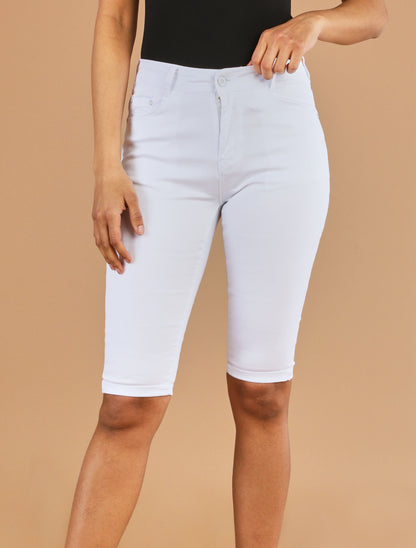 Bermuda uni coupe droite - Blanc - 4