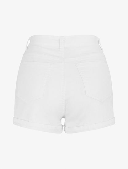 Short uni coupe droite - Blanc - 2