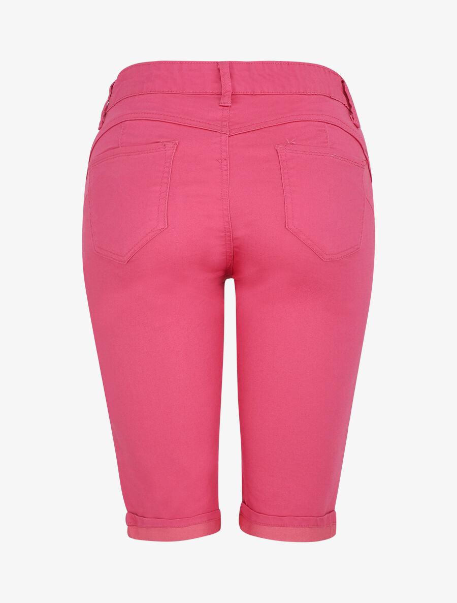 Bermuda push up uni à ourlets - Fushia - 2