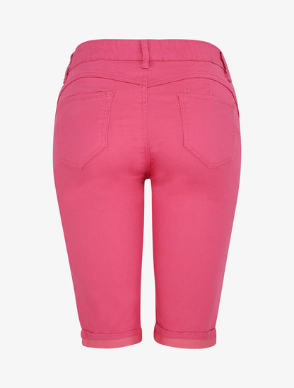 Bermuda push up uni à ourlets - Fushia - 2