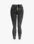 Jeans skinny délavé à fermeture boutonnée - Gris foncé - 1
