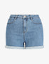 Short en jean droit taille haute - Bleu - 1