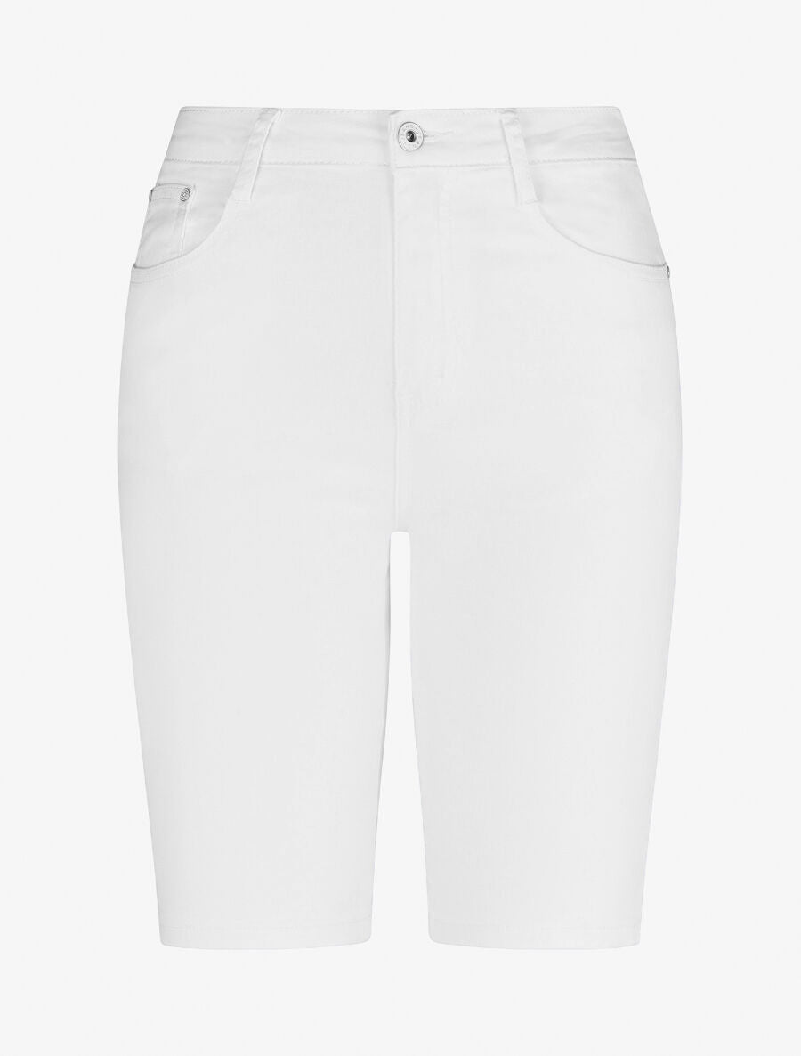 Bermuda slim taille haute - Blanc - 1