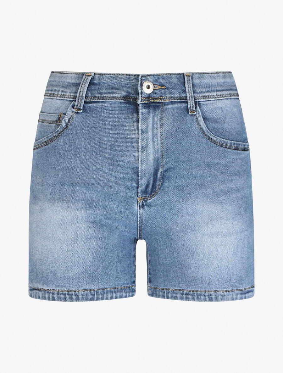 Short en jean push up bords échancrés - Bleu - 4