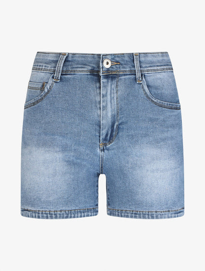 Short en jean push up bords échancrés - Bleu - 4