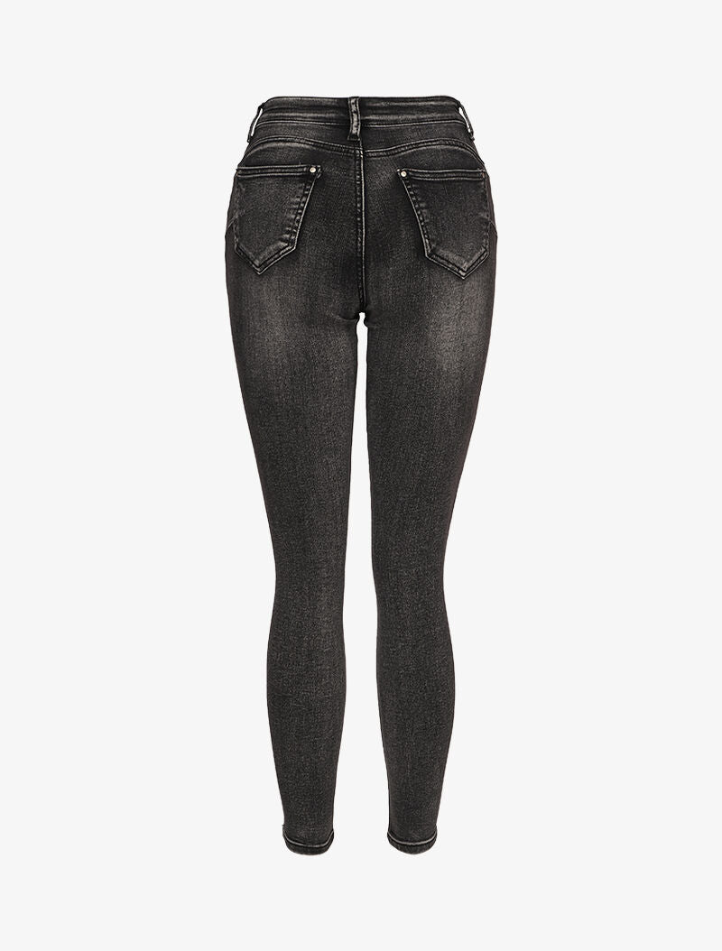 Jeans skinny à coutures contrastantes sur les poches arrières - Gris foncé - 2